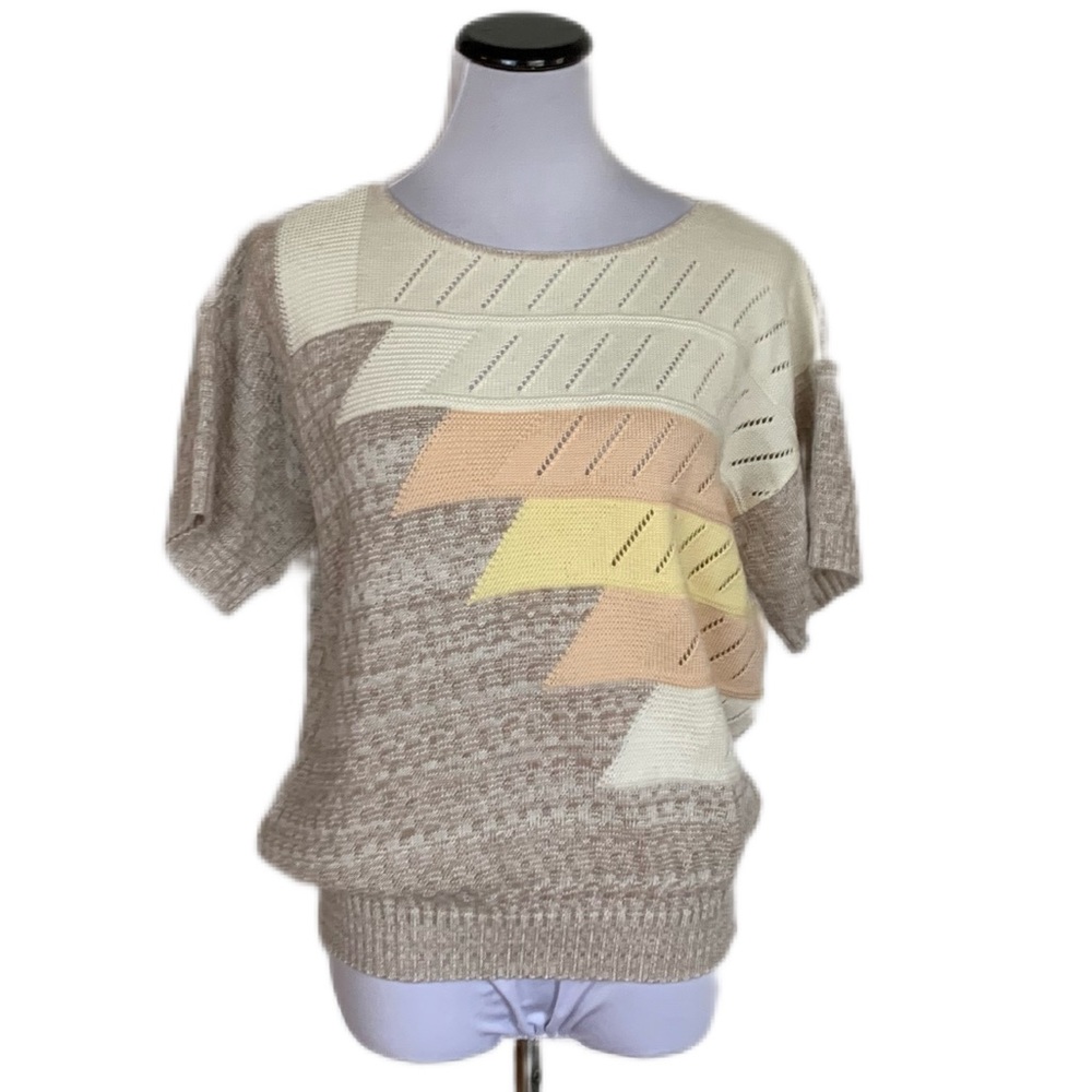 Kenneth Too! Vintage SZ L Pullover Knit Color Blocked Top